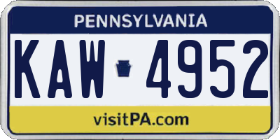 PA license plate KAW4952