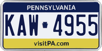 PA license plate KAW4955