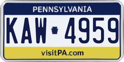 PA license plate KAW4959