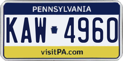 PA license plate KAW4960
