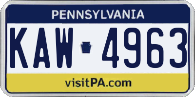 PA license plate KAW4963