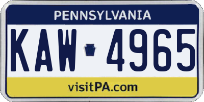 PA license plate KAW4965