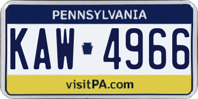 PA license plate KAW4966