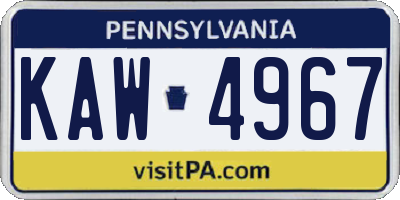 PA license plate KAW4967