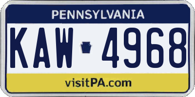 PA license plate KAW4968