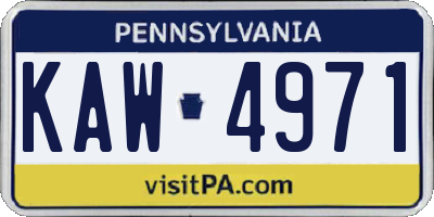 PA license plate KAW4971
