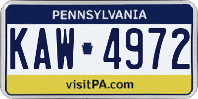PA license plate KAW4972