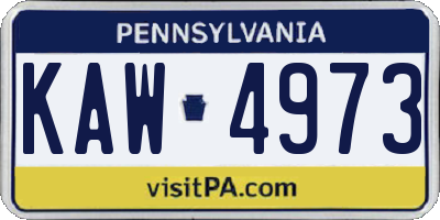 PA license plate KAW4973