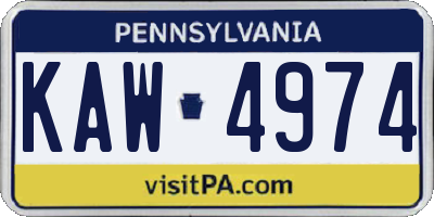 PA license plate KAW4974