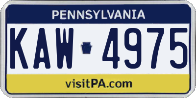PA license plate KAW4975