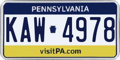 PA license plate KAW4978