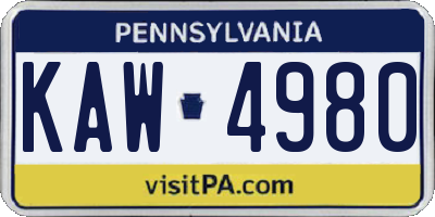 PA license plate KAW4980