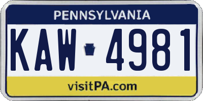 PA license plate KAW4981