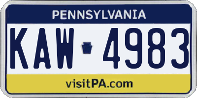 PA license plate KAW4983