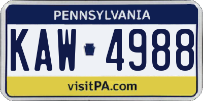 PA license plate KAW4988