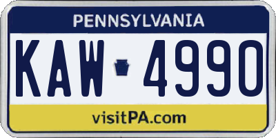 PA license plate KAW4990