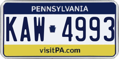 PA license plate KAW4993