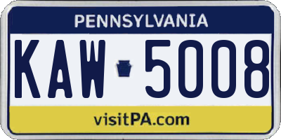 PA license plate KAW5008