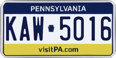 PA license plate KAW5016