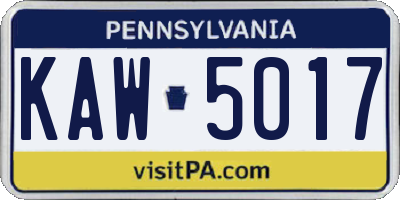 PA license plate KAW5017