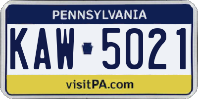 PA license plate KAW5021