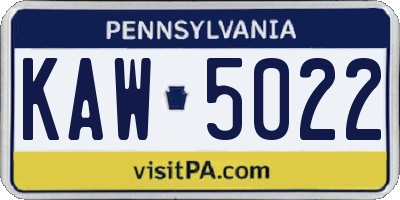 PA license plate KAW5022