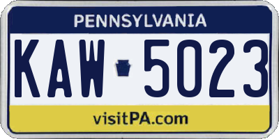 PA license plate KAW5023