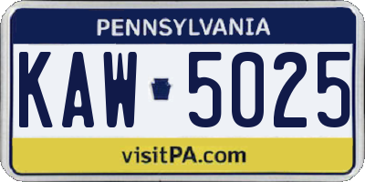PA license plate KAW5025