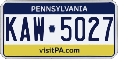 PA license plate KAW5027