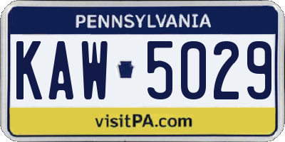 PA license plate KAW5029