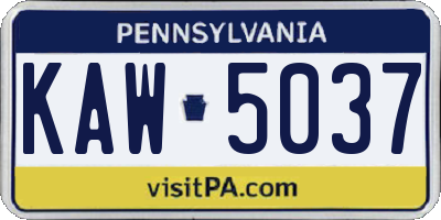 PA license plate KAW5037
