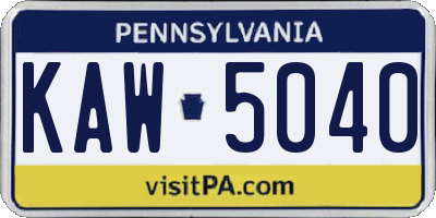 PA license plate KAW5040