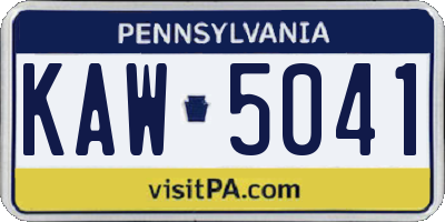PA license plate KAW5041