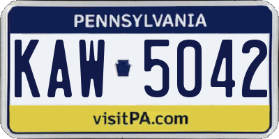 PA license plate KAW5042