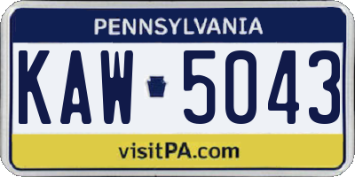 PA license plate KAW5043