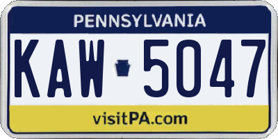 PA license plate KAW5047