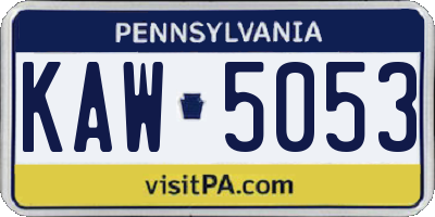 PA license plate KAW5053