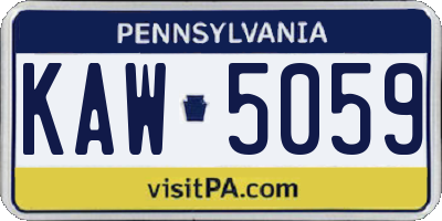 PA license plate KAW5059