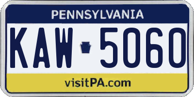 PA license plate KAW5060