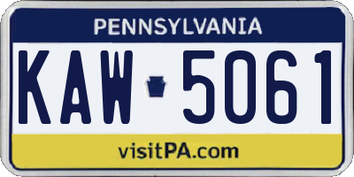 PA license plate KAW5061