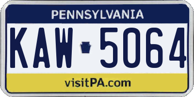 PA license plate KAW5064