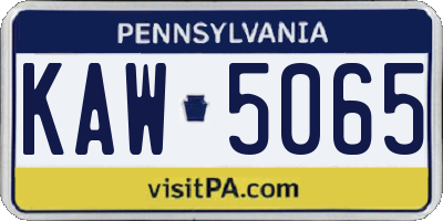 PA license plate KAW5065