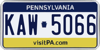 PA license plate KAW5066