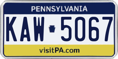 PA license plate KAW5067