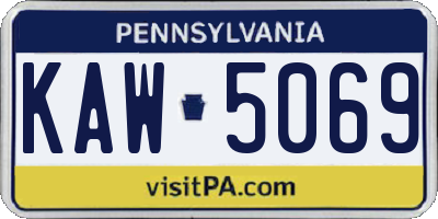 PA license plate KAW5069