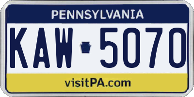 PA license plate KAW5070