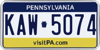 PA license plate KAW5074