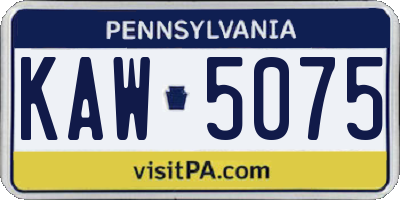 PA license plate KAW5075
