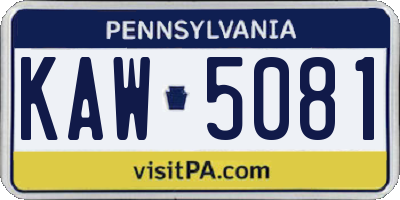 PA license plate KAW5081