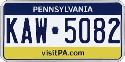PA license plate KAW5082